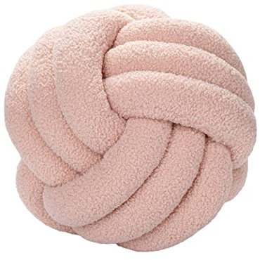 Bigougem Knot Ball Pillow, Knotted Ball Throw Pillow Ultra Soft Companionship Decorative Hand-woven Knotted Ball Lamb Velvet Sofa Cushion, Knot Cushion, Sofa Pillow Light Pink
