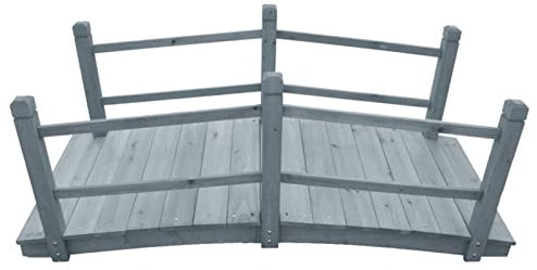 Chusui Puente de jardín, Camino De Jardín De Madera, Estanque Jardin, Madera Maciza de Abeto Gris 140x60x56 cm