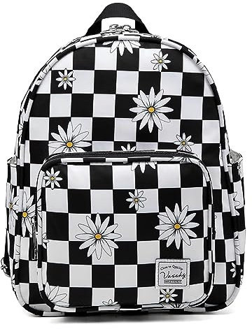 VASCHY Small Backpack for Women, Cute Mini Rucksack Fashion Lightweight Nylon Travel Backpack Purse for Ladies Teen Girls Plaid