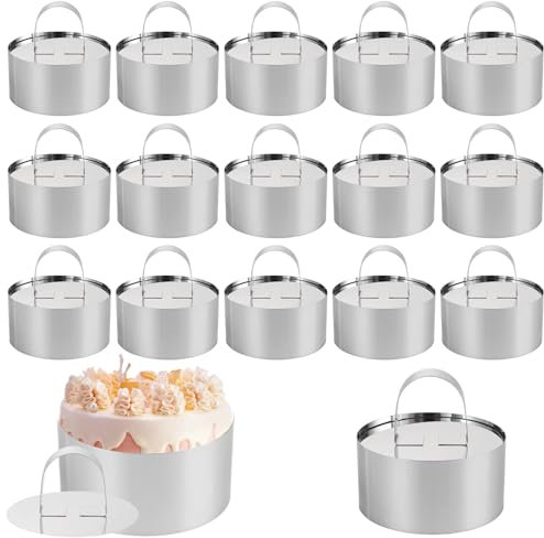 YOUNTHYE Lot de 14 anneaux à dessert et à gâteau - 8 cm - Mini anneaux de service ronds en acier inoxydable 430 - Pour dessert, pâtisserie, mousse, pâtisserie