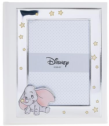 VALENTI & CO. Disney Baby – Dumbo – Album Fotografico Bambini con Portafoto in Argento per Regalo Battesimo Neonato o Compleanno Bambini