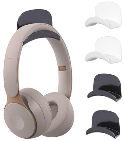 Senteen 4 Stück Headset Halterung, Universal Kopfhörer Halter, Multifunktionale Kopfhörerhaken Wandhalterung für mehrere Geräte, Desktop, Wand, Tisch, Gaming Kopfhörer (2*Weiß +2*Schwarz)