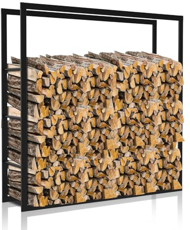 Ansobea 150x100x25cm Kaminholzregal Brennholzregal Feuerholzregal Holzhalter Kaminholzregal Aussen Metall Schwarz Kaminholzständer Stapelhilfe für Feuerholz Holzlager, YXXYDCJL08