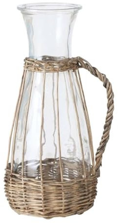 Boltze Home Karaffe aus Glas VENUTO, mit geflochtenem Griff, 1100 ml