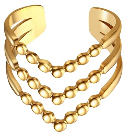 OIDEA Damring öppen justerbar: Guld V-form ringar i rostfritt stål stapelring minimal damring omslagningsring modern fingerring rostfritt stål ring smycken gåva för kvinnor flickor