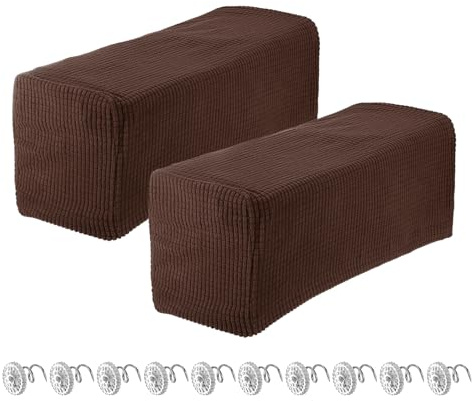 QUARKZMAN 2 Fundas Extensibles para Reposabrazos de Sillas/Sofás Marrón