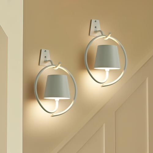 Battery Operated Wall Lights, 2 Pack Rechargeable Wall Light Indoor with 3 Color Temperatures, Dimmable Wireless LED Wall Lamps IP54 Waterproof Wall Sconce Lights for Bedroom, Living Room(Grey)
