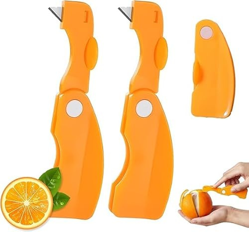 Folding Multifunctional Peeler, 2024 New Orange Peeler, Easy Open Orange Lemon Citrus Peeler Tool, Sharp Blade Orange Peeler Tool, Creative Kitchen Orange Peeling Gadget (2pcs)