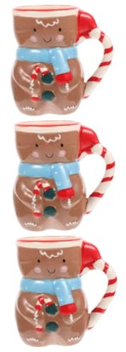 Cabilock 3st Weihnachtsbecher Aus Keramik Rentier-becher Weihnachtsschneemann-tassen Weihnachtsfeier Tasse Urlaub Tassen Santa Tasse Geschenkbecher Lebkuchenmann Lebkuchen-teetasse Coffee