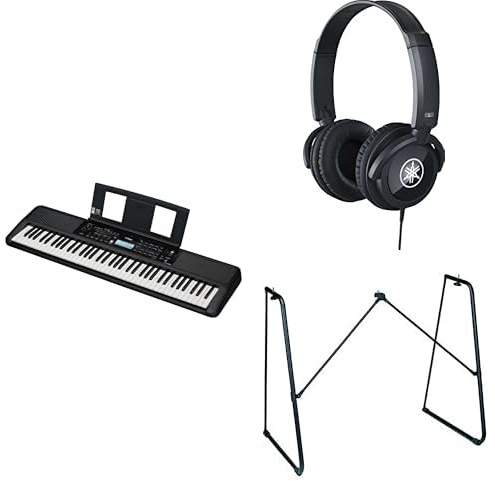 Yamaha Tragbares PSR-EW320 Keyboard für Anfänger im Paket mit HPH-100-Kopfhörern, L-2C-Keyboardständer