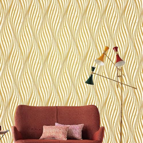 Tapeten Vliestapete Gelbe Linie Moderne 3D Tapete Wohnzimmer Tv Sofa Hintergrund,Vliestapete Küchentapeten,Tapete Schlafzimmer,Tapete Flur 10mx0.53m
