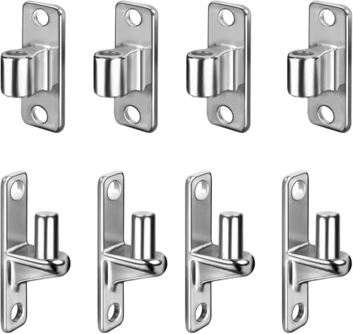 Hanured® 4 Paare 304 Edelstahl Türband, Wandmontage Tor Scharniere, Gartentor Scharnier Schwerlast für Farmtore, Zaunscharniere, Holzzäune, bis zu 270kg (ohne Schrauben, Silber)