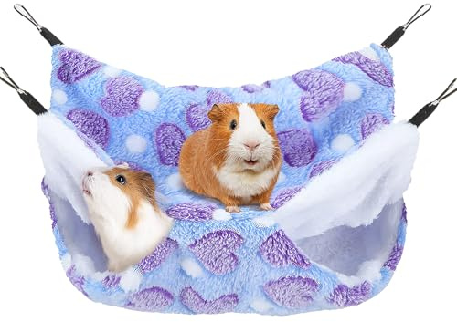 XoeLLe Amaca Piccola Gabbia per Piccoli Animali, 34 x 34 cm Letto Oscillante Doppio Casetta per Conigli Cuccia Coniglio Giochi per Criceti per Letto, Furetto, Scoiattolo, Criceto (Viola)