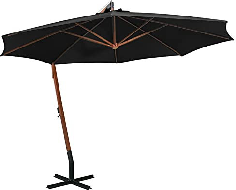 ShGaxin Ampelschirm mit Mast, Balkon Sonnenschirm, Marktschirm, Garten, Balkon Schirm, Sonnen Schirme, Balkonschirm, Schwarz 3,5x2,9 m Massivholz Tanne