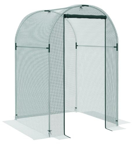 Outsunny Fruit Cage Bird Netting, Heavy Duty Fruit and Vegetable Protection Tent with Zipped Door, Anti Insects, Small Animals, 1.2 x 1.2 x 1.9m, Green