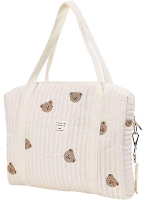 Diaper Tote Bag - 350g Cotton Baby Nappy Changing Tote Bag | Multifunctional Baby Diaper Caddy Bag | Large Capacity Embroidery Tote Diaper Bag | Mommy Bag with 2 Stroller Straps for, Baby Diaper