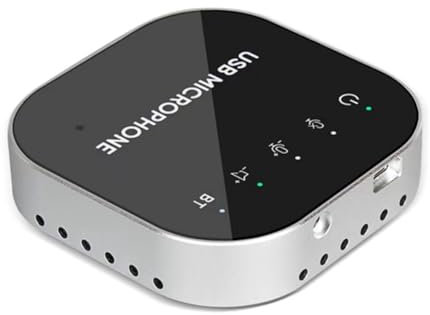 Rtauhife Altavoz de Conferencia USB de Escritorio Micrófono BT Micrófono de Computadora Condensador Omnidireccional de 360° con Altavoz