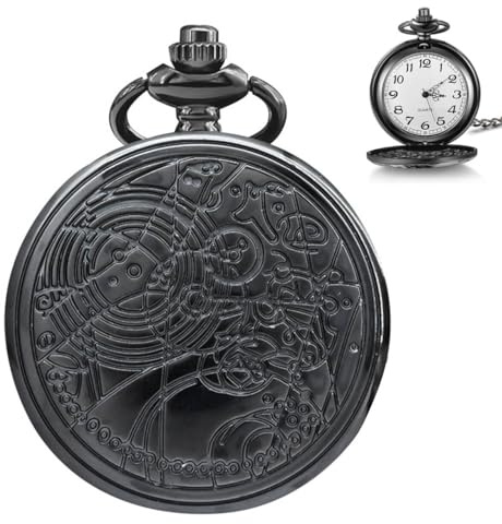 Cerioll Montre De Poche Vintage, Montre De Poche À Quartz avec Chaîne, pour Hommes, Femmes, Élégante Et Classique, Idéale pour Thanksgiving, Anniversaires Et Fêtes (Noir)