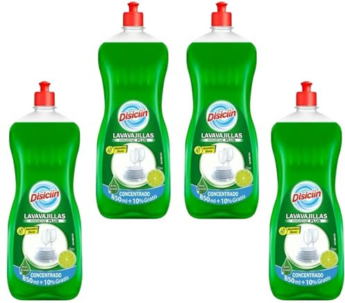 Lavavajillas Detergente Concentrado para Vajilla Lima 950ml (Pack de 4) | Limpieza Eficaz, Aroma Fresco y Duradero | Ideal para Cocina y Utensilios de Cocina | Disiclin