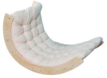 Buxibo - Mini Arco da Arrampicata in Legno con Cuscino - Palestra Montessori - 76x47x37cm - Bianco
