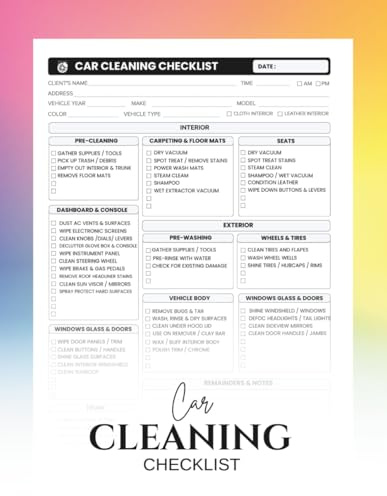 Car Cleaning Checklist: Your Comprehensive Auto Detailing and Vehicle Maintenance Log Book