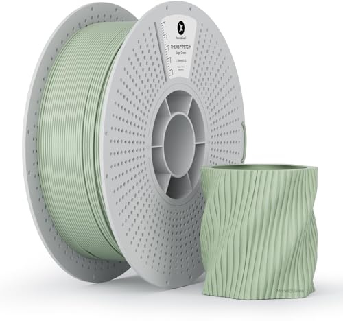 kexcelled Matt PETG Filament 1,75 mm +/- 0,03 mm, Mjuk Färg, Lågbländande Matt Finish, Kemisk Resistens, Avtagbar Spole, 1 kg Estetiskt Material för 3D-utskrift för FDM-skrivare, Salviagrön | Mjuk färg, bländande matt finish, kemisk beständighet, avtagbar spole, estetiskt 3D-material för FDM-skrivare