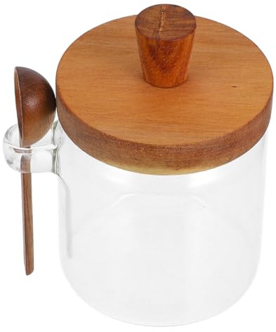 VALICLUD Tarro de Miel de Cocina Retro con Recipiente de Vidrio para Almacenar Mermelada y Cucharón de Vidrio para Miel para Uso Doméstico