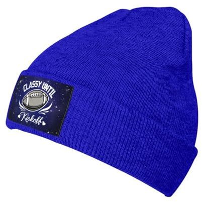 Qauirfe Classy Until Kickoff Warm Knit Hat Cap Fashion for Men Women Blue