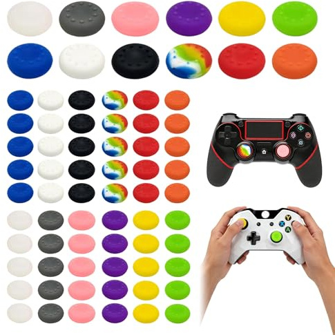 72PCS Thumb Grip Joystick Caps for PS5/PS4 Controller, 12 Colors | Non-slip Controller Grips, Joystick Controller Replacement Compatible with PS5, PS4, Xbox One/Series, Switch Pro