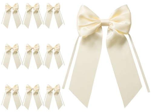 MORSUNBELA Lazos Decorativos para Bodas, 10 Piezas Lazos de Regalo, Lazo para Regalo para cumpleaños, Navidad, Corona de Adviento, árbol de Navidad, Beige
