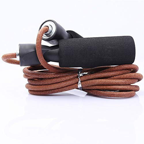 RBFGYIOP Corda per saltare professionale in pelle per fitness e allenamento, ideale per palestra, casa e outdoor - Impugnatura ergonomica antiscivolo - Alta resistenza e durata - Colore marrone
