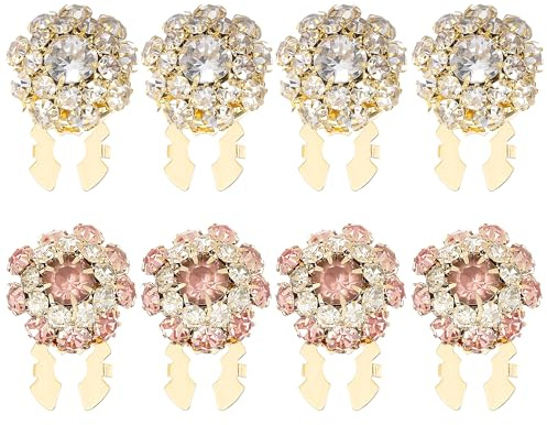 8 Stück Strass Hemdknopf Button Covers Set für Blusen, Elegante Knopfabdeckungen Damen mit Clip, Abnehmbare Knopfabdeckung ohne Nähen Funkelnde Manschettenknöpfe Damen, Button Covers Clip