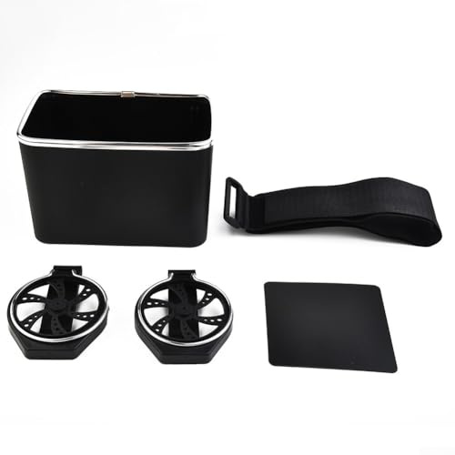 Yuanpgky Caja de almacenamiento para reposabrazos de coche con 2 portavasos plegables y compartimento para pañuelos, ABS y acero inoxidable, 17,5 x 11,5 x 11,5 cm, apto para la mayoría de vehículos