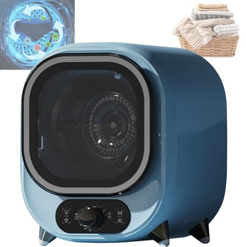 Electric Portable Clothes Tumble Condenser Dryer, Portable Condenser Tumble Dryer, with Dual Temperature Control Probe, for Counter Top or Wall Mounted Use for Small Spaces Blue