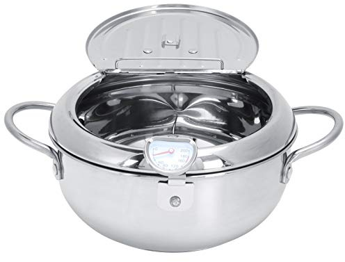 Jelquix Jelquix Deep Fryer Pot, 304 Stainless Steel Small Deep Fryer, Thermometer Japanese Frying Pot for Kitchen Stove & Induction Cooker, Ideal for French Fries & Chicken (Small oil pan-2.2L