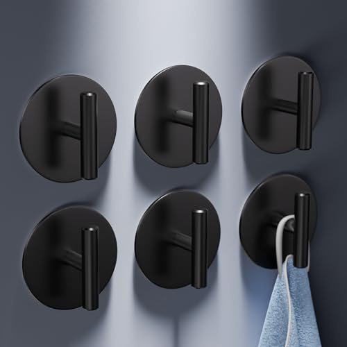 Aikzik Handtuchhalter ohne Bohren, 4er Set - Edelstahl Badezimmer Handtuchhalter, Klebehaken extra stark, Funktionale Wasserfeste Handtuchhaken, Selbstklebend Haken für Bad und Küche,Schwarz