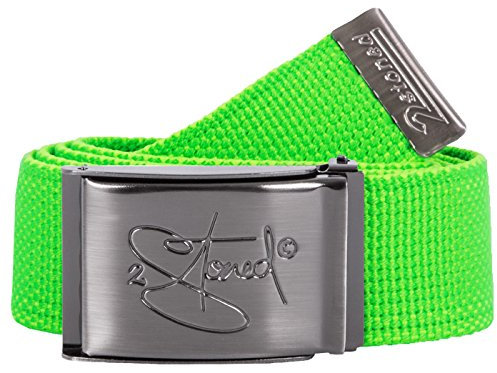 2Stoned Geldgürtel Tresorgürtel Neon-Grün 4 cm breit matte Schnalle Classic für Damen und Herren