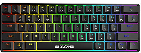 SKYLOONG Clavier mécanique à 60 %, touches complètes programmables, RVB, compact, étanche, 61 touches, commutateurs bleus, clavier remplaçable à chaud pour PC, Mac, ordinateur portable