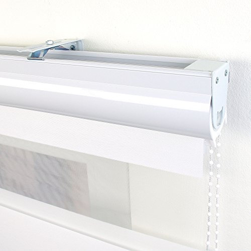 Duo-Rollo mit Kassette - Weiß - Streifendesign - Verschiedene Breiten - Länge 160 oder 220 - Lichtdurchlässig (060 x 160 cm)