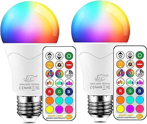 iLC Lampadine Colorate Led RGBW Cambiare colore Lampadina Bianca Calda 2700K E27 Edison RGB LED Lampadine Led a Colori Dimmerabile Telecomando Incluso