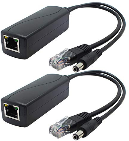 ANVISION Paquet de 2 séparateurs Gigabit PoE, Adaptateur Ethernet 48V à 12V 2A, pour caméra de sécurité AP, Voip et Plus, AV-PS12-G
