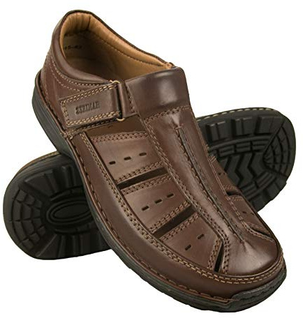 Zerimar Herrsandaler | Vandringssandaler för män | Sandaler man vandring | Lädersandaler för män | män sommarsandaler, braun napa, 43 EU