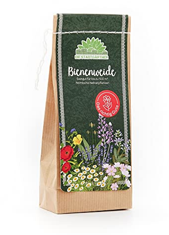 Die Stadtgärtner – Saatgut „Bienenweide“ I Mit über 25 Sorten reinen Blumensaatgutes I Ausreichend für 100 m² I Enthält u.a. Salbei & Lavendel I Plastikfrei verpackt, mind. 2 Jahre haltbar