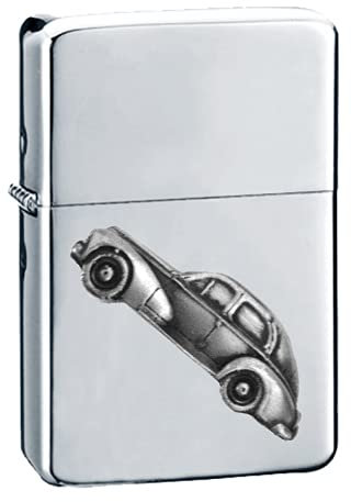 Klassisches französisches Auto 203 Limousine ref179 Zinn-Effekt Design auf einem Flip-Top-Benzinfeuerzeug, winddicht, Silber nachfüllbar