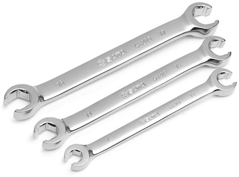 SATA ST09031SJ Doppel Ringschlüssel, Sechskant Ringschlüssel, Wechselschlüssel, Bremsleitungsschlüssel Set offen metrisch 9-17 mm 3 Tlg.
