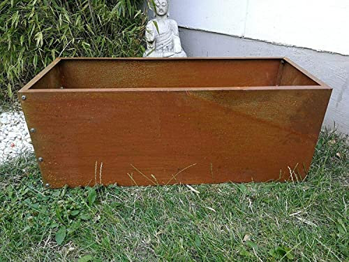 Zen Man Edelrost Blumentopf Rost Pflanzschale Gartenschale Übertopf Gartendeko Handarbeit 1.5mm L70 cm (032089-3: L70 * 25 * 25cm)