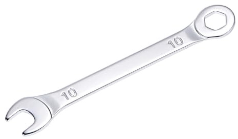 sourcing map Dünn Ring Maulschlüssel mit Offset 6-Punkt Ende und Abgewinkelt Offen 10mm