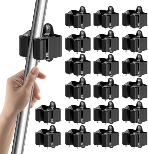 3-H 20X Besenhalterung Wand, Gartengerätehalter Set aus Edelstahl (Schwarz) | Besenhalter Wandhalterung für Besen Gartengeräte Schaufel Wischmopp,Gerätehalter für Zuhause Garten Garage,pulverbeschichtet