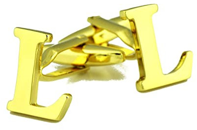 Whoiy Manschettenknöpfe Herren Initialen L, Manschettenknöpfe Gravur Herren Vergoldet Gold Manschettenknöpfe für Männer Anzughemd