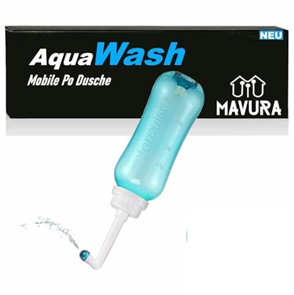 AquaWash Tragbares Premium Bidet Mobile Po Dusche Podusche (Anal Dusche Intimdusche Hämorrhoiden), Reizdarm Happy ersetzt Feuchttücher 500ml